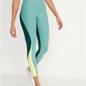 Old Navy High-Waisted PowerSoft Color-Block 7/8 Compression Leggings size XL